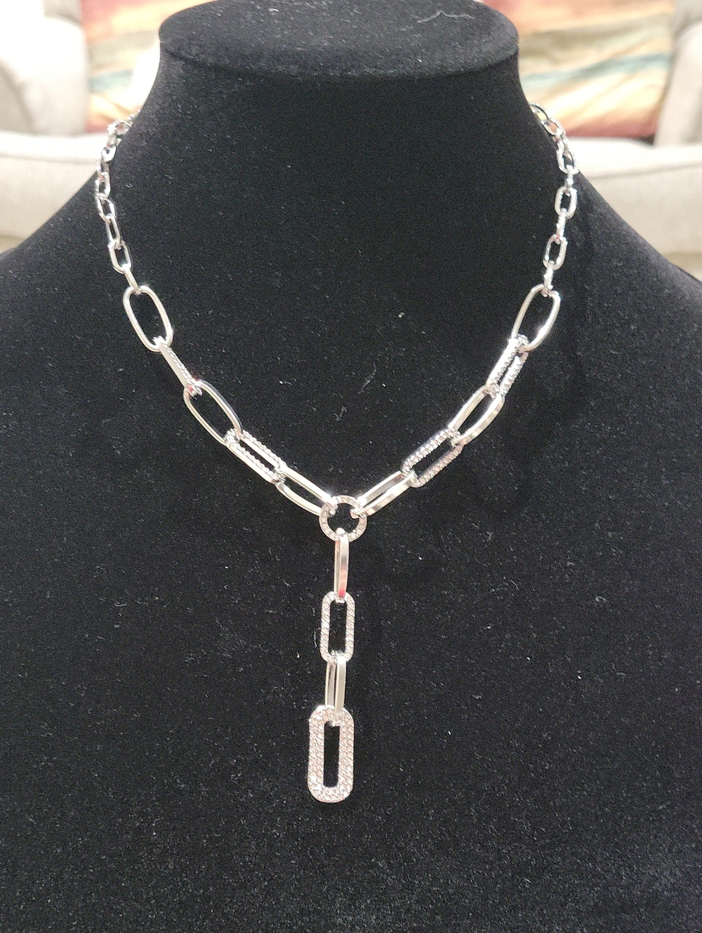 Silver Link Drop Necklace - Women Jewelry